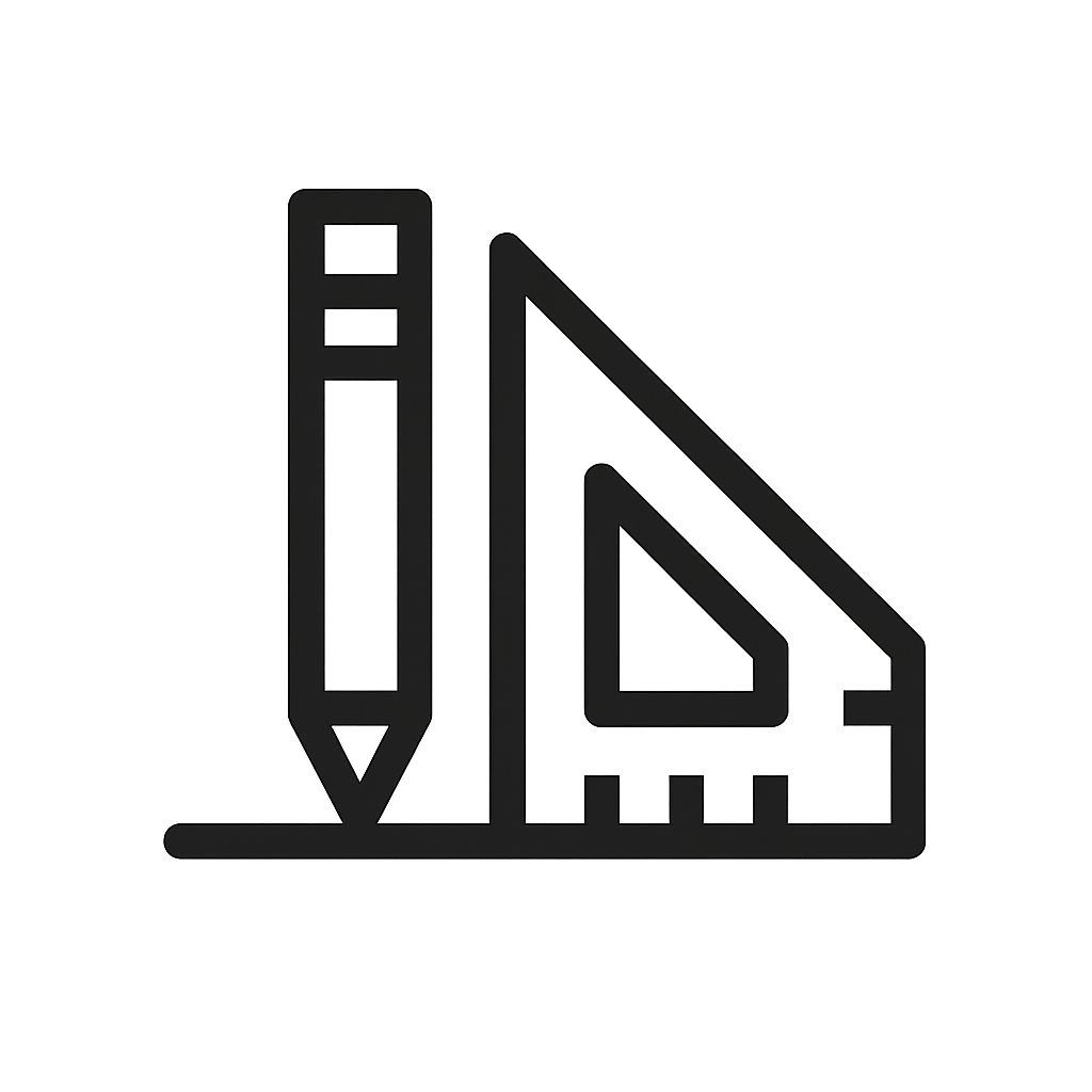 Pencil drawing a line next to a triangular ruler.