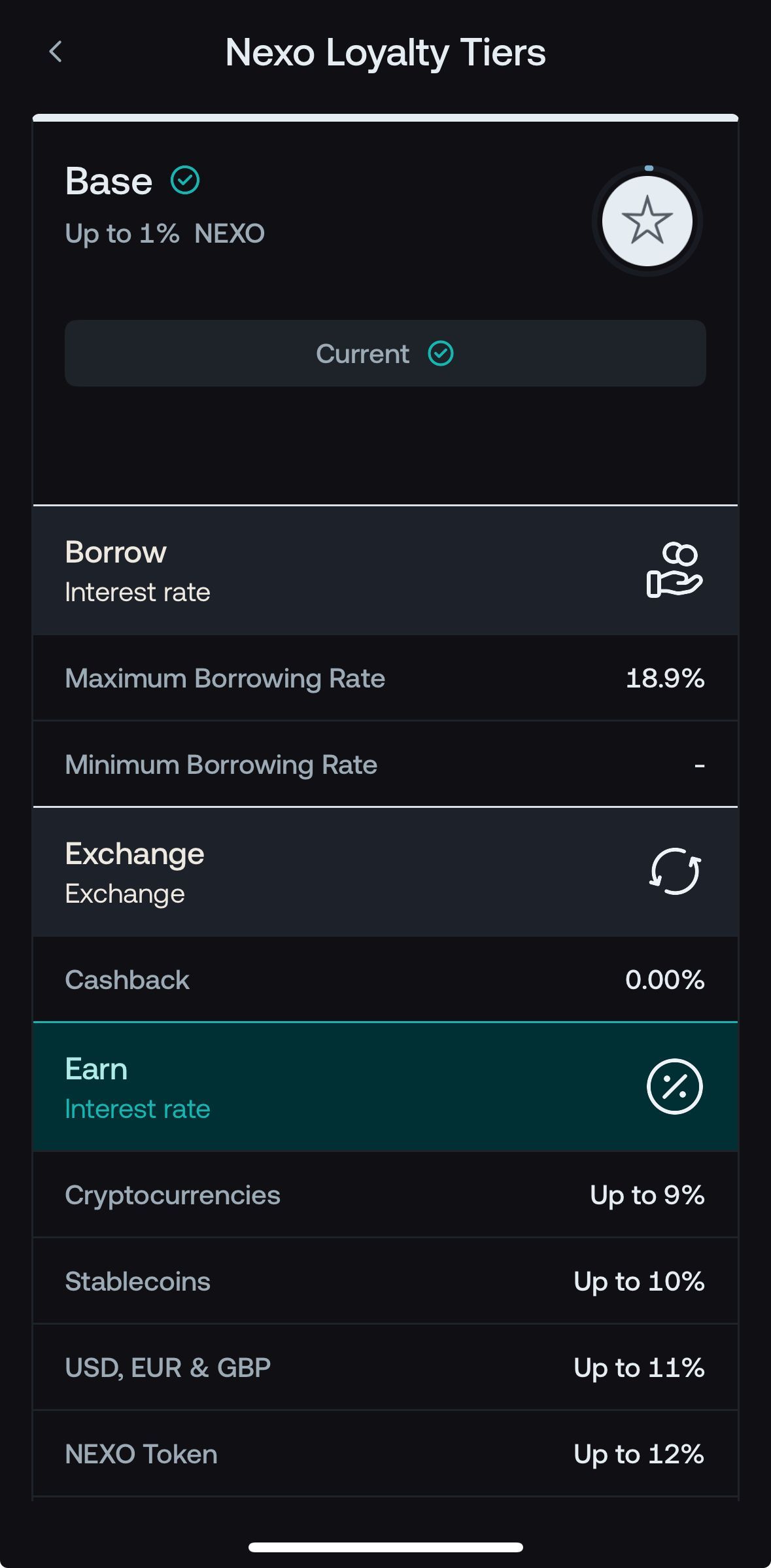 Nexo USDT活存、定存利率