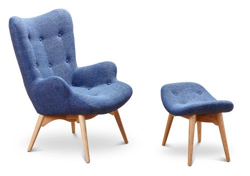 Blue armchair and ottoman
