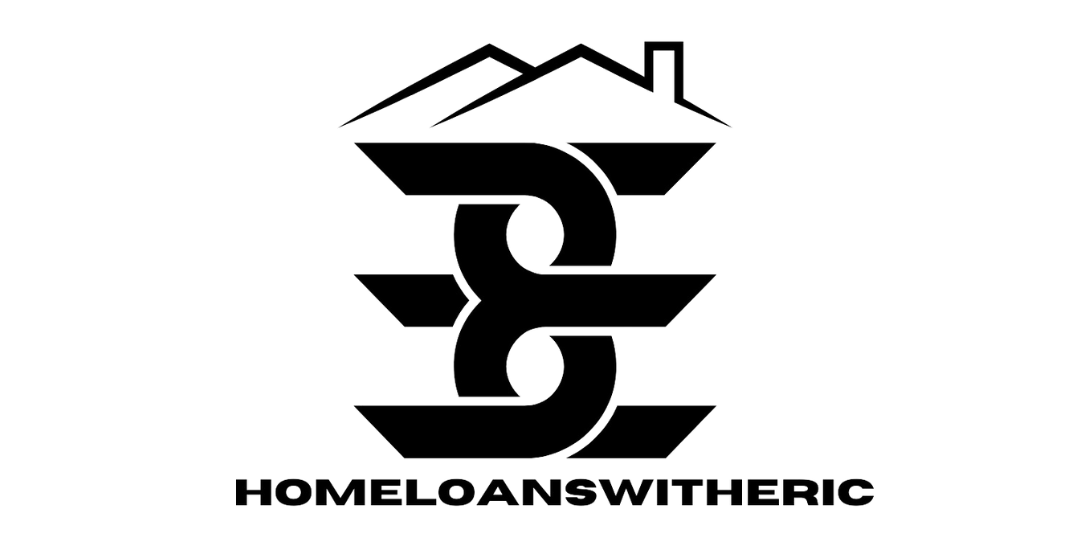 A black and white logo for a company called homeloanswitheric.