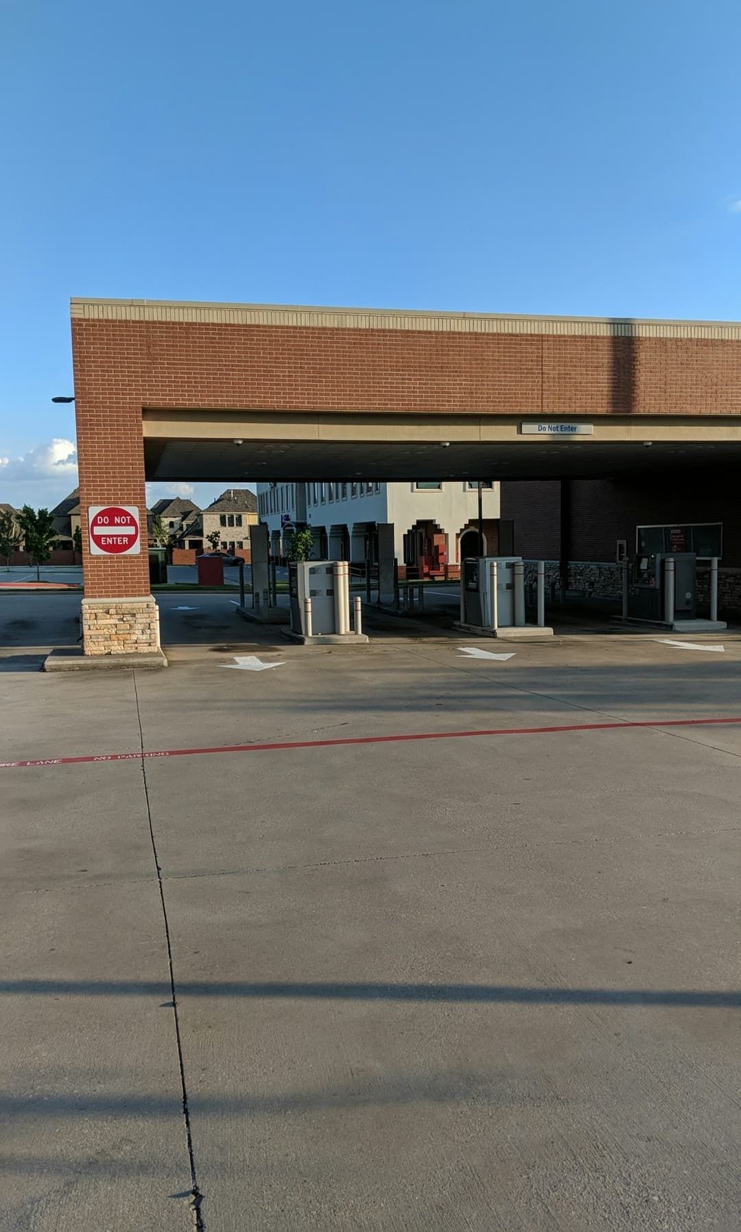 Entrance to a building with brick facade and 