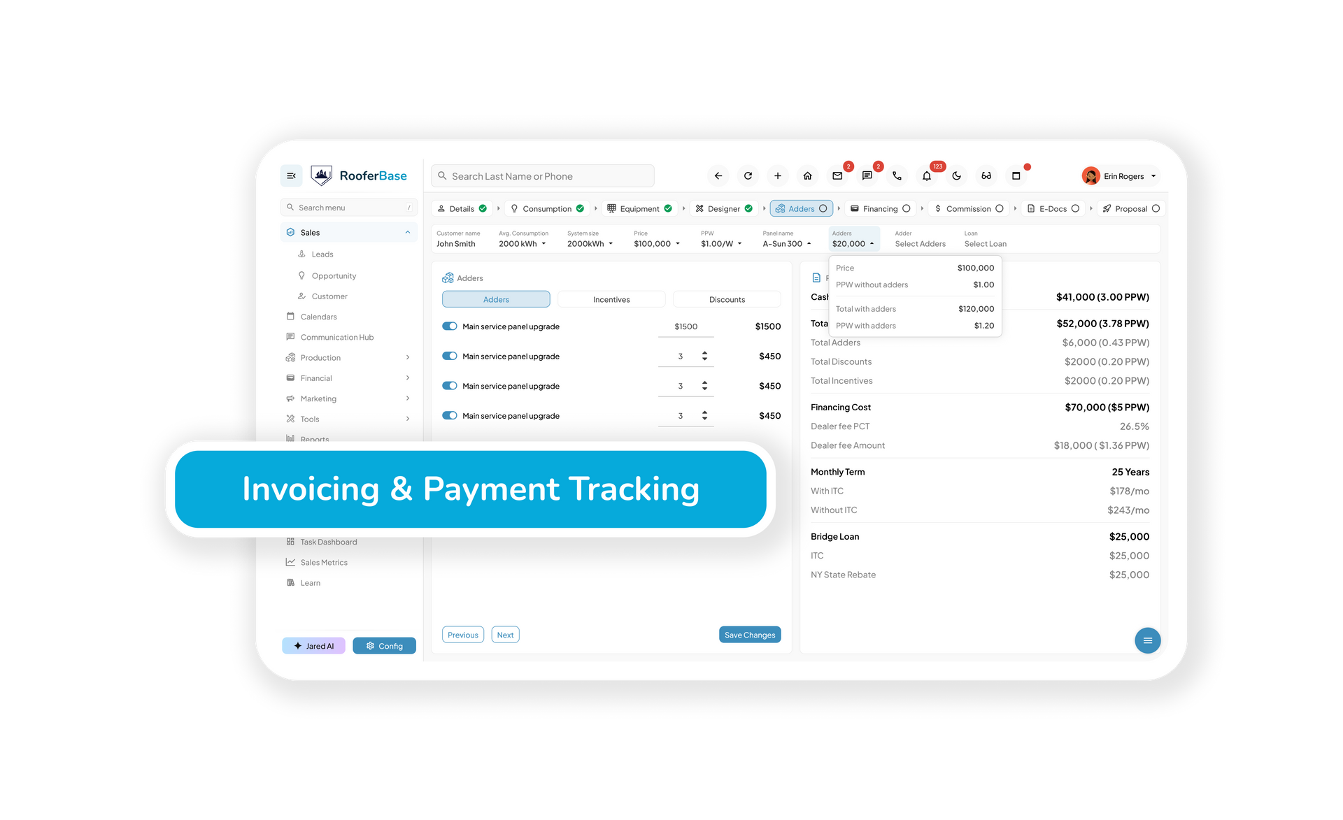 Roofing Payment Tracking