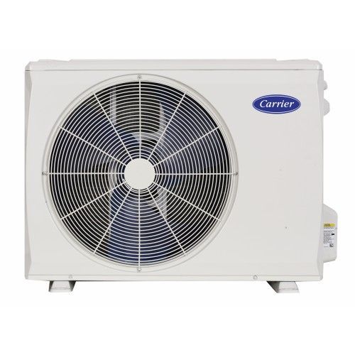 A carrier air conditioner with two fans on a white background