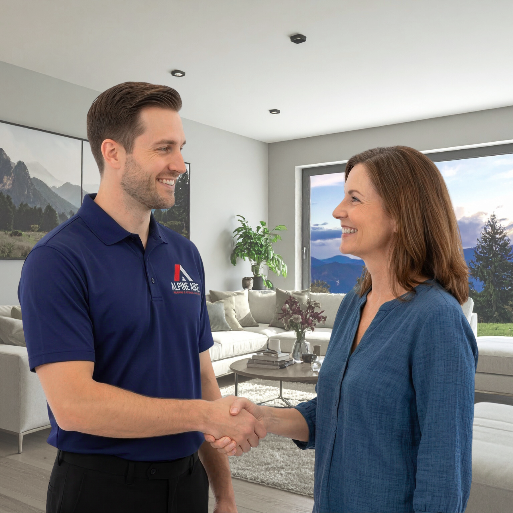 Alpine Aire technician servicing HVAC system in Wenatchee WA