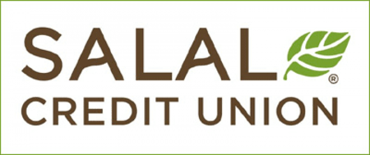 A logo for the salal credit union with a green leaf