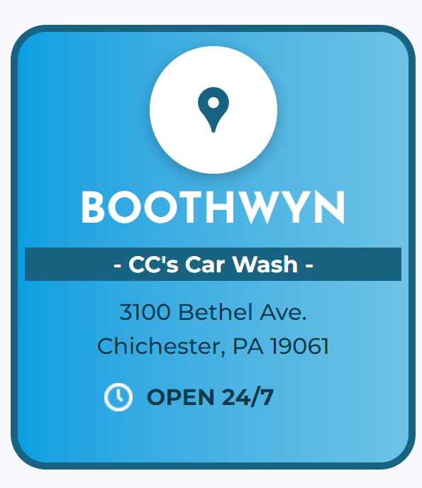 CC's Touchless Carwash in Chichester, Pennslyvania. Open 24/7 located at 3100 Bethel Ave Chichester PA 19061