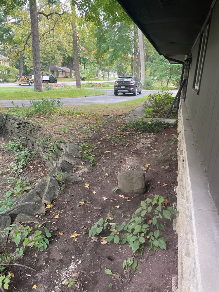 A car is parked on the side of the road next to a house