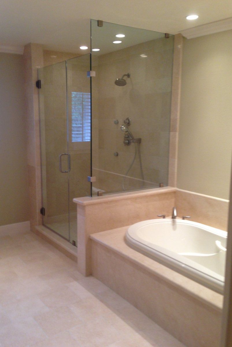 Bathroom Shower — Shower Area Near the Bathtub in Stafford, TX