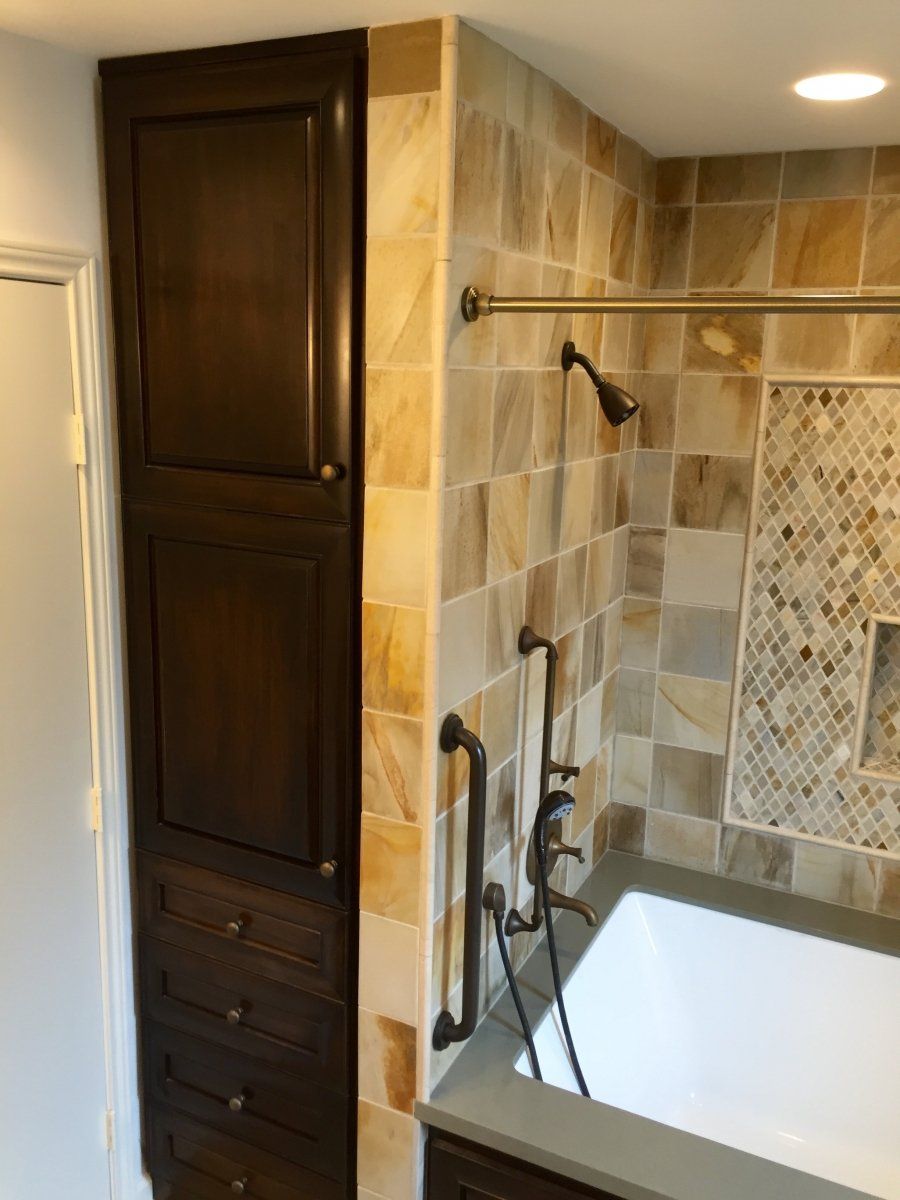 Bathroom Cabinets — Tall Cabinet On Bathroom in Stafford, TX