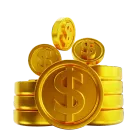 Uma pilha de moedas de ouro com um cifrão.