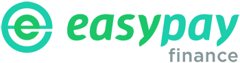 A green and white logo for easypay finance