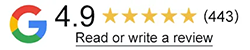 A google logo that says read or write a review