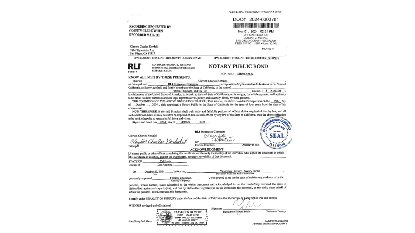 Official legal document, stamps and signatures, likely a certificate or official record.