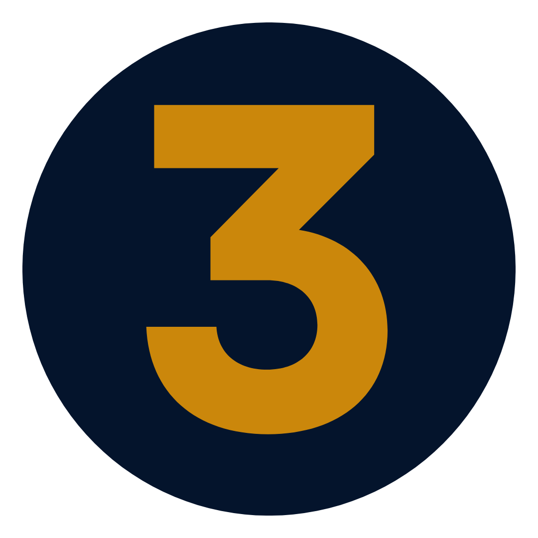 The number three is in a blue circle on a white background.