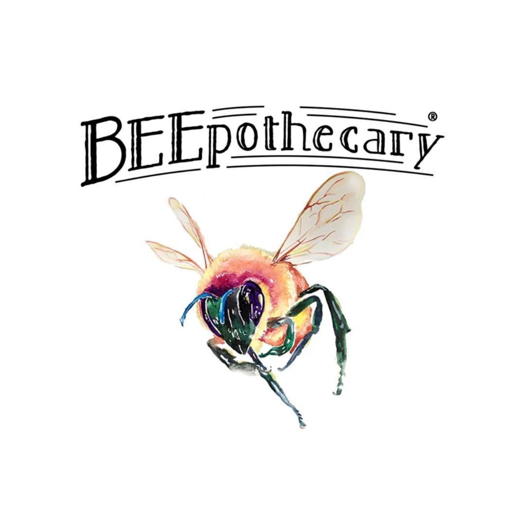 The logo for bee apothecary has a bee on it.