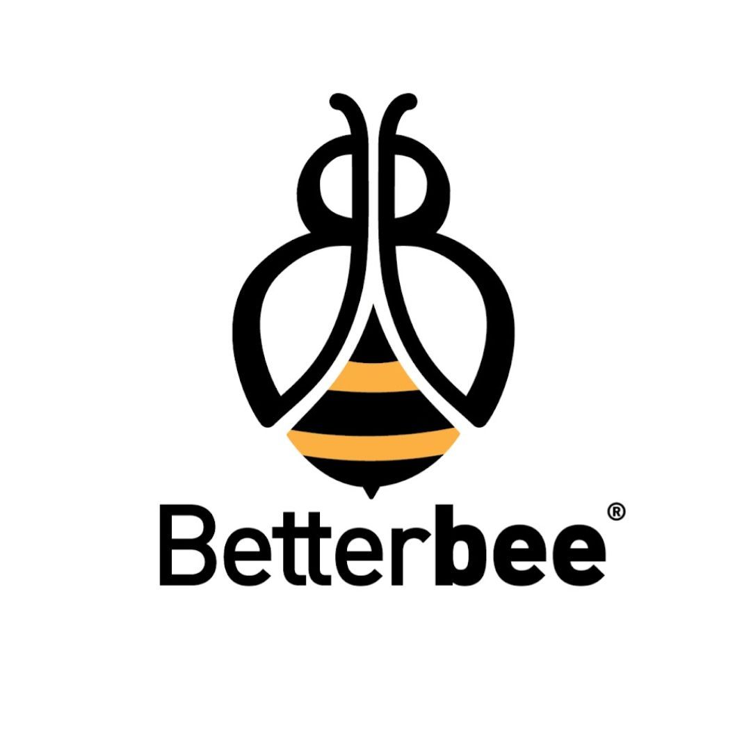 A logo for a company called betterbee with a bee on it.