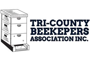 A white logo for Tri-County Beekeepers Association Inc.