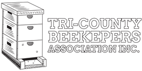 A white logo for Tri-County Beekeepers Association Inc.