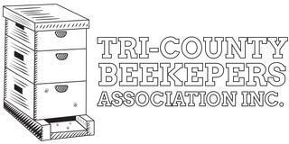 A white logo for Tri-County Beekeepers Association Inc.