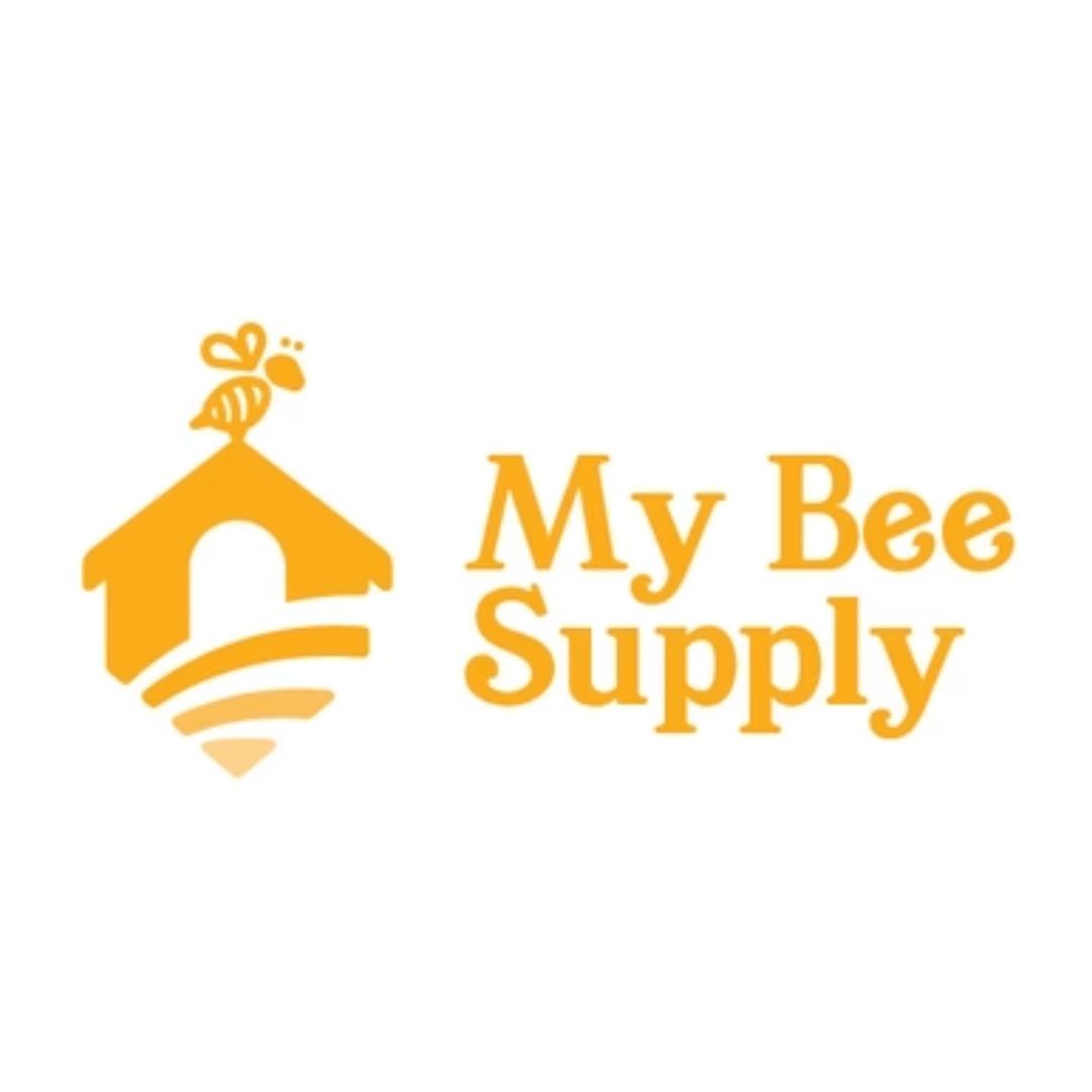 A logo for my bee supply with a bee on top of a house