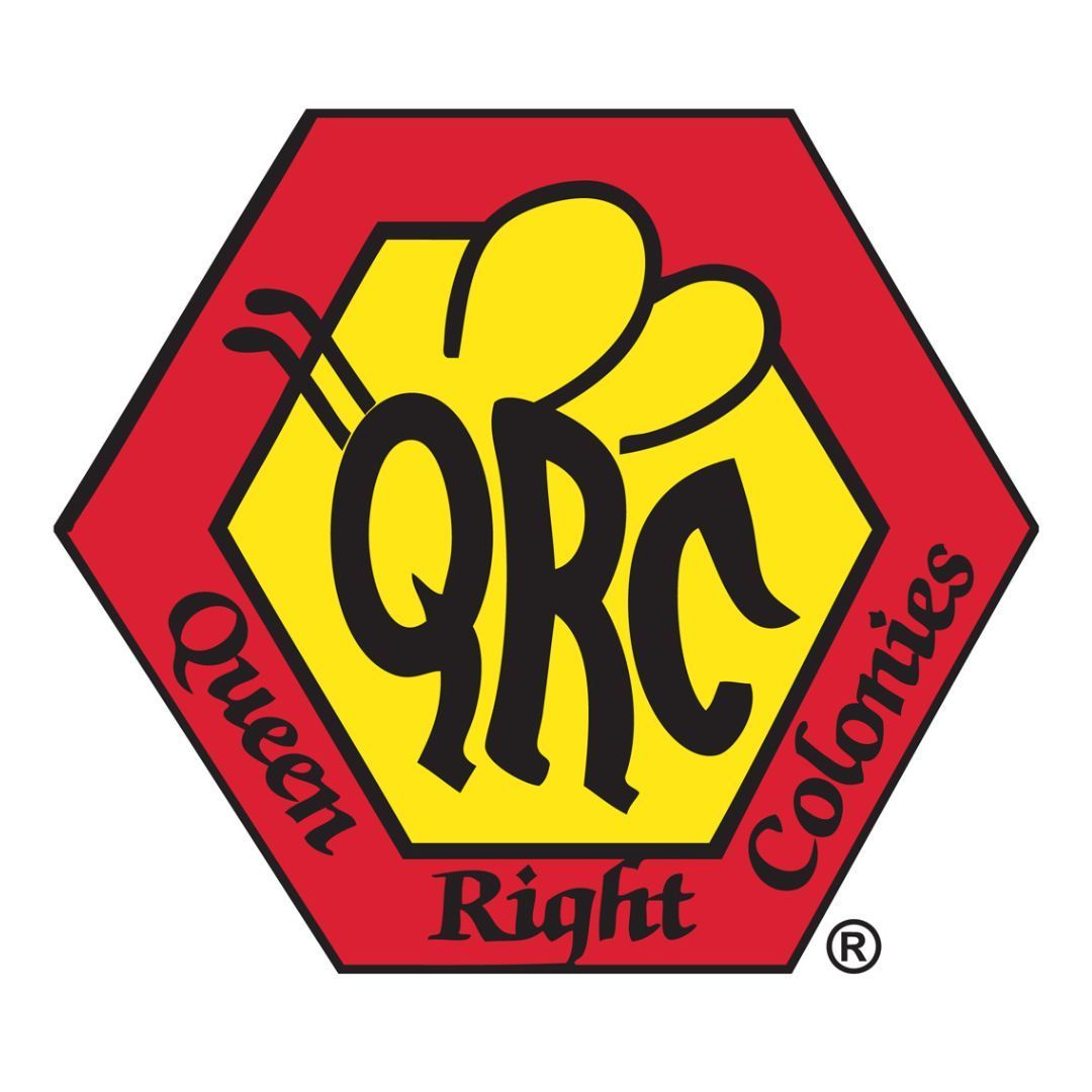 A yellow and red logo for qrc colonies