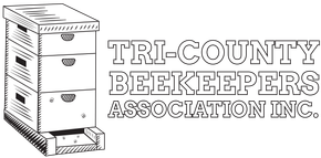 A white logo for Tri-County Beekeepers Association Inc.
