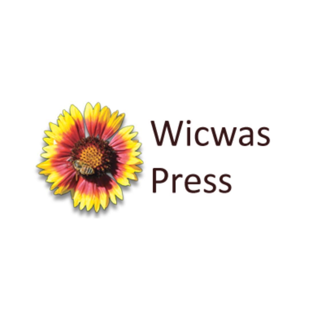 A logo for wicwas press with a flower on it