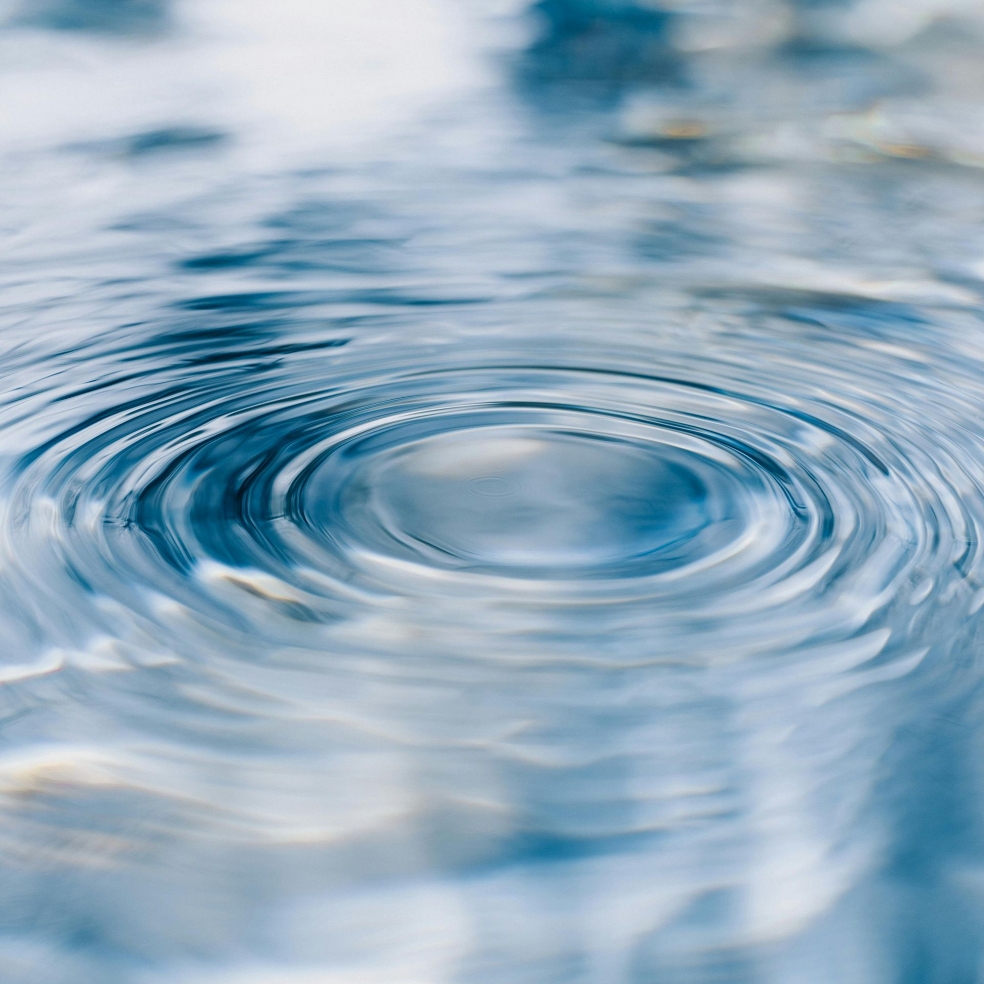 Des ondulations se propagent à la surface de l'eau bleue calme.