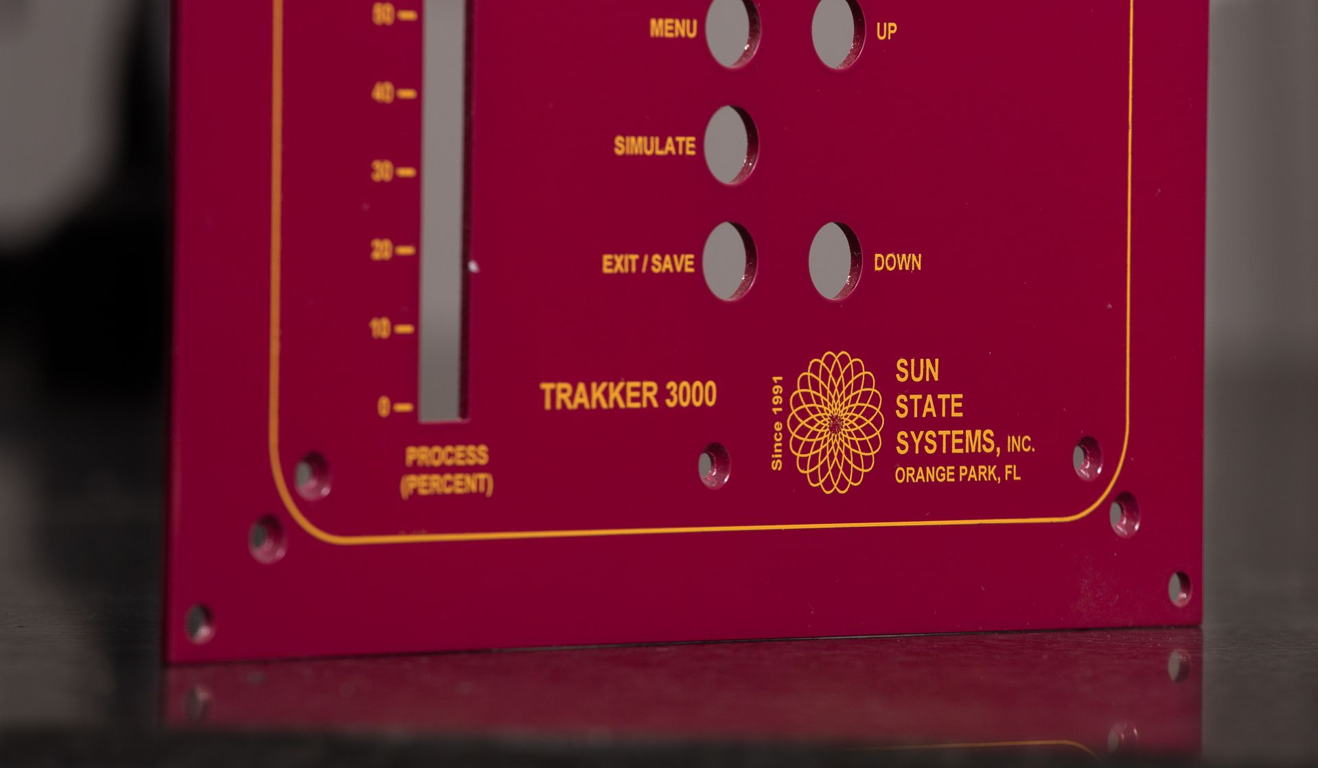 A red item with the word trakker on it