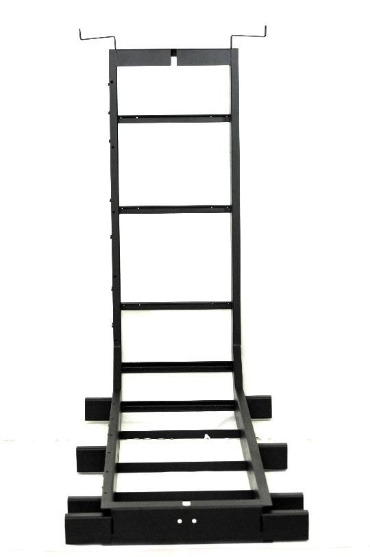 A black metal ladder on a white background.