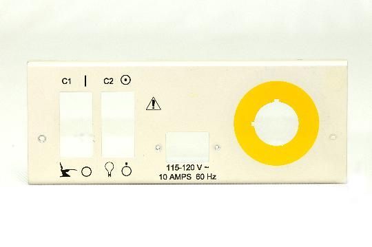 A white box with a yellow circle on it