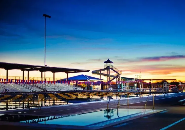 Skyline Aquatic Complex at sunset