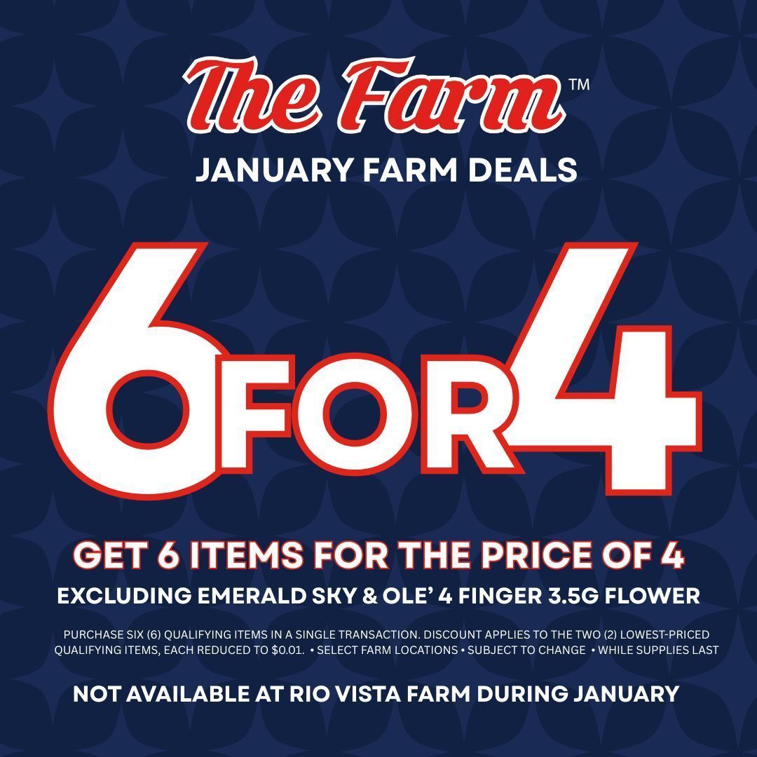 Buy any 6 items and pay for 4 items on select brands. Grab 4 for yourself and 2 for a friend. Best Cannabis Deals in California! 