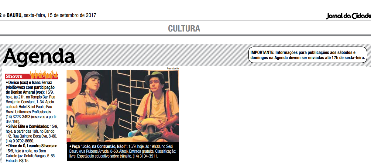 Reportagem da apresentação teatral do espetáculo sobre segurança no trânsito 