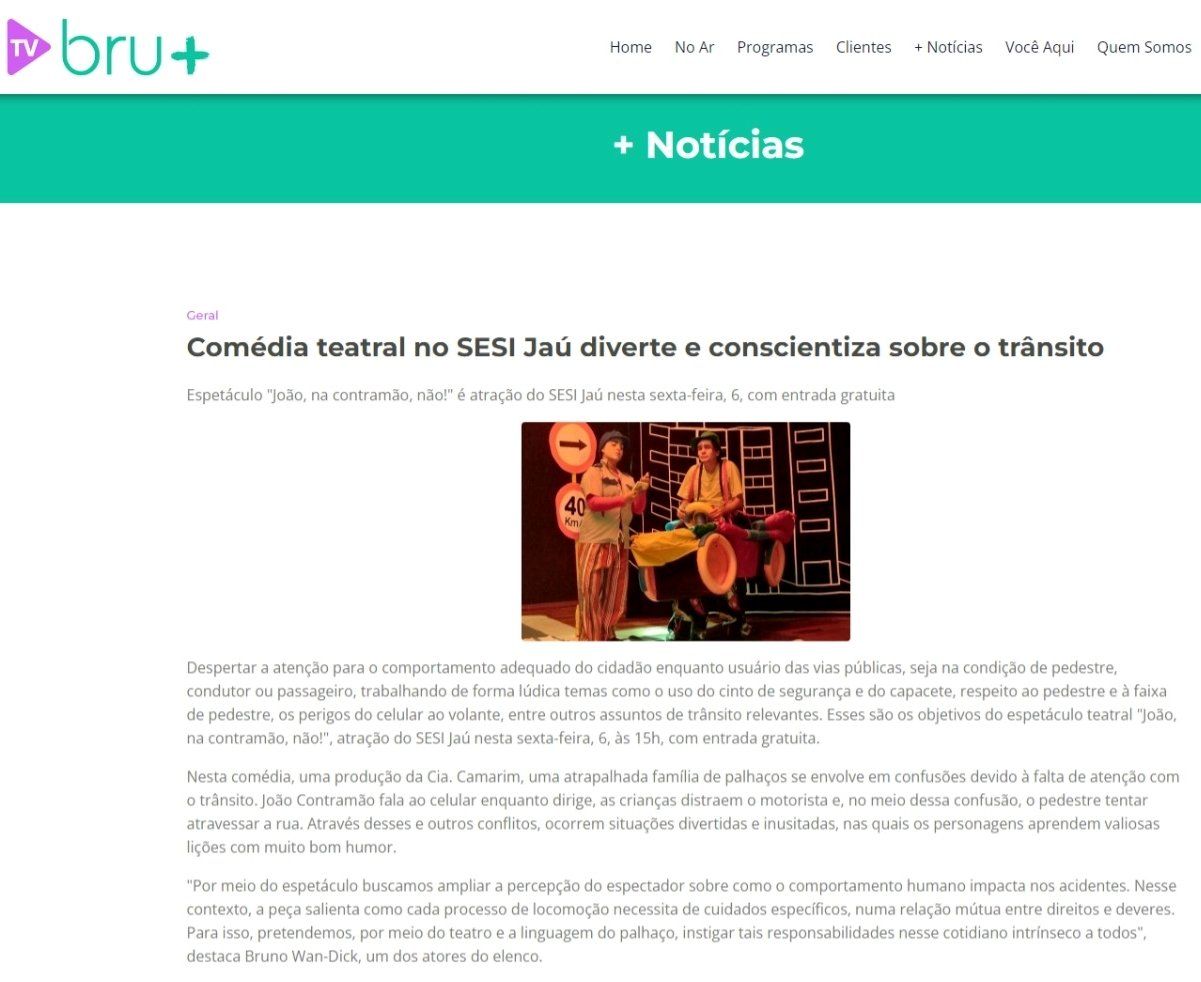 Reportagem da apresentação teatral do espetáculo sobre segurança no trânsito 