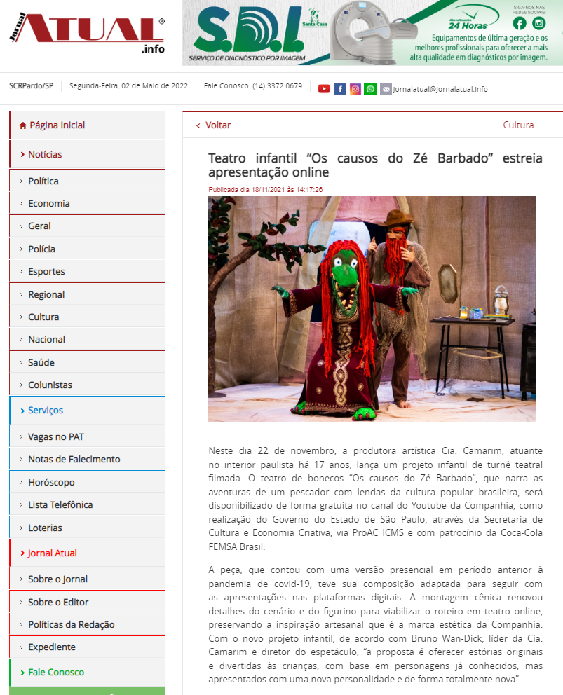 Reportagem, “Os causos do Zé Barbado”, sobre folclore brasileiro, estreia no YouTube. 