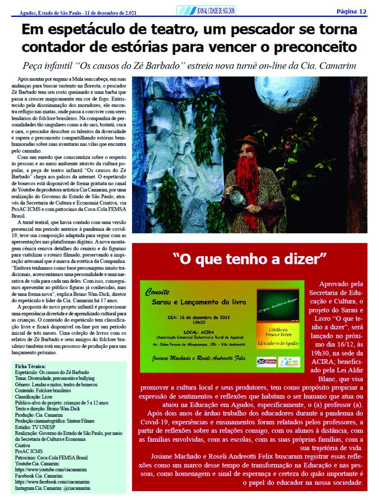 Reportagem, “Os causos do Zé Barbado”, sobre folclore brasileiro, estreia no YouTube. 