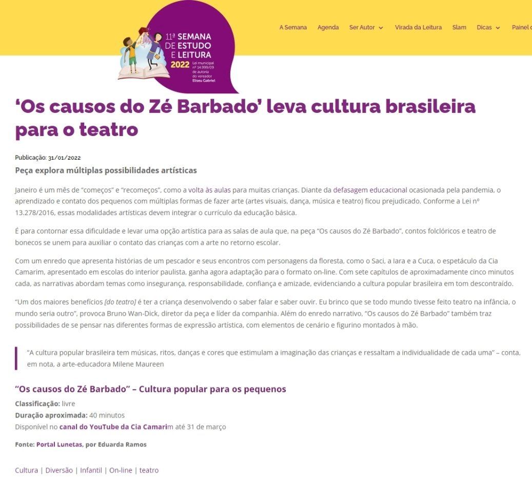 Reportagem, “Os causos do Zé Barbado”, sobre folclore brasileiro, estreia no YouTube. 
