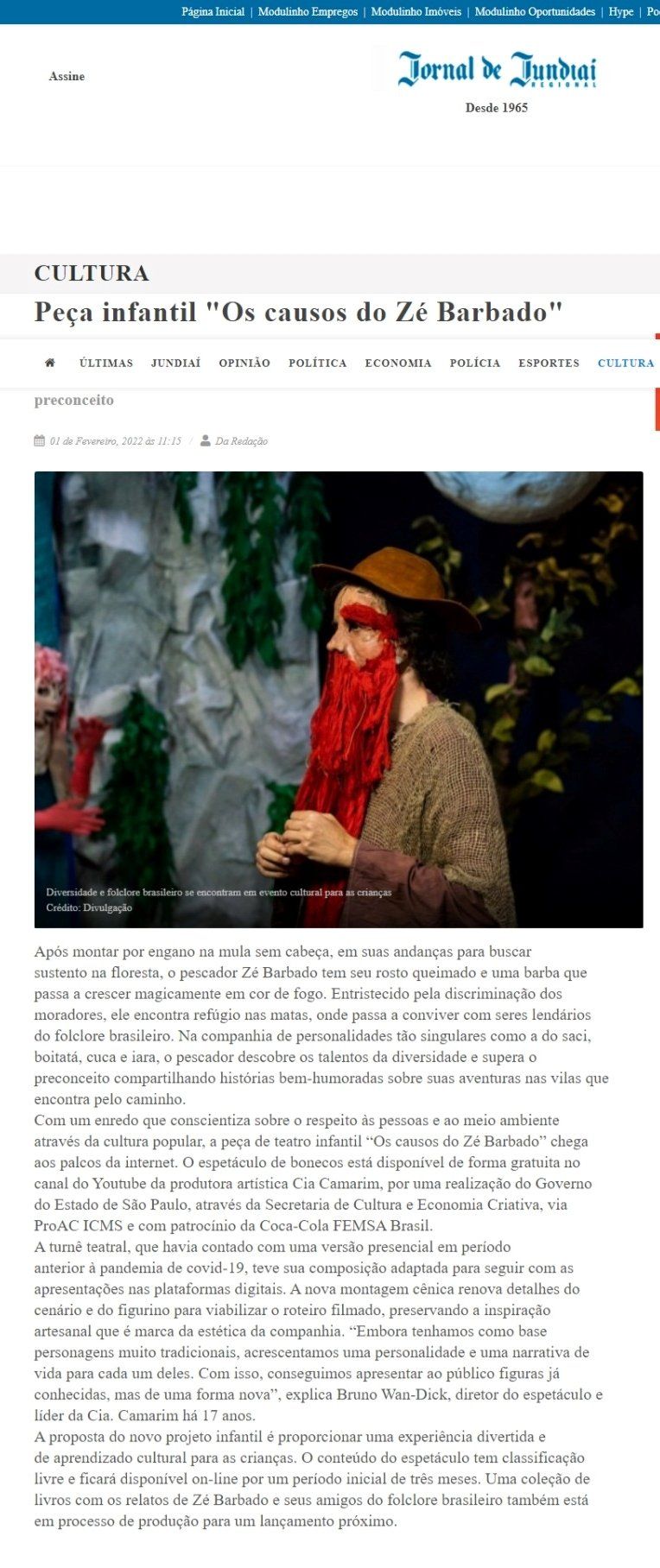 Reportagem, “Os causos do Zé Barbado”, sobre folclore brasileiro, estreia no YouTube. 