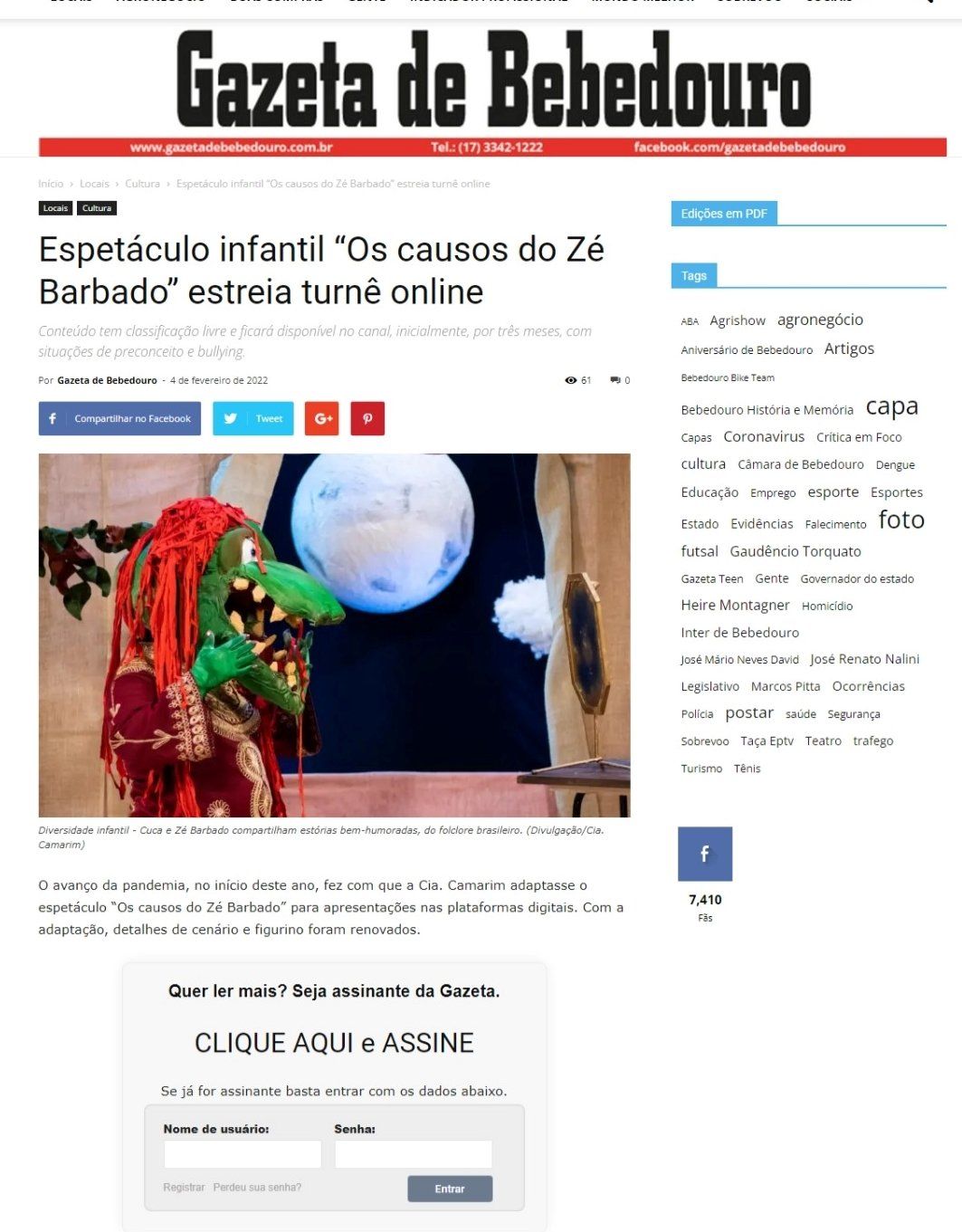 Reportagem, “Os causos do Zé Barbado”, sobre folclore brasileiro, estreia no YouTube. 