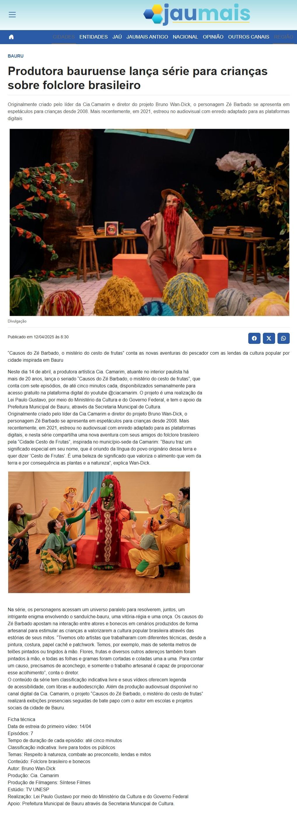 Reportagem, “Os causos do Zé Barbado”, sobre folclore brasileiro, estreia no YouTube.