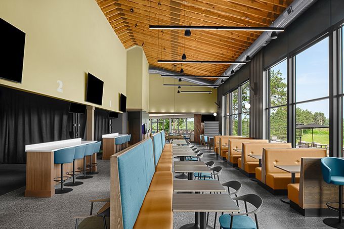 The Grounds Restaurant with HD Golf Simulators. Spectacular View.