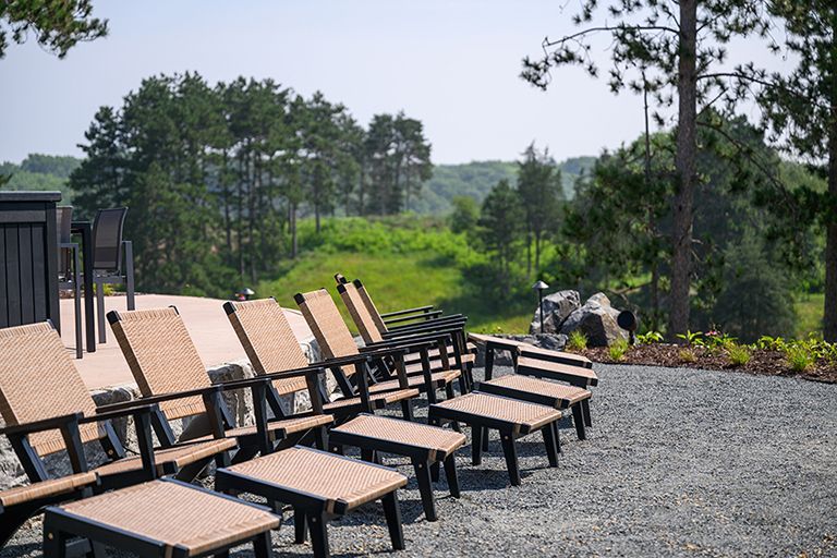 loungers on the patio 