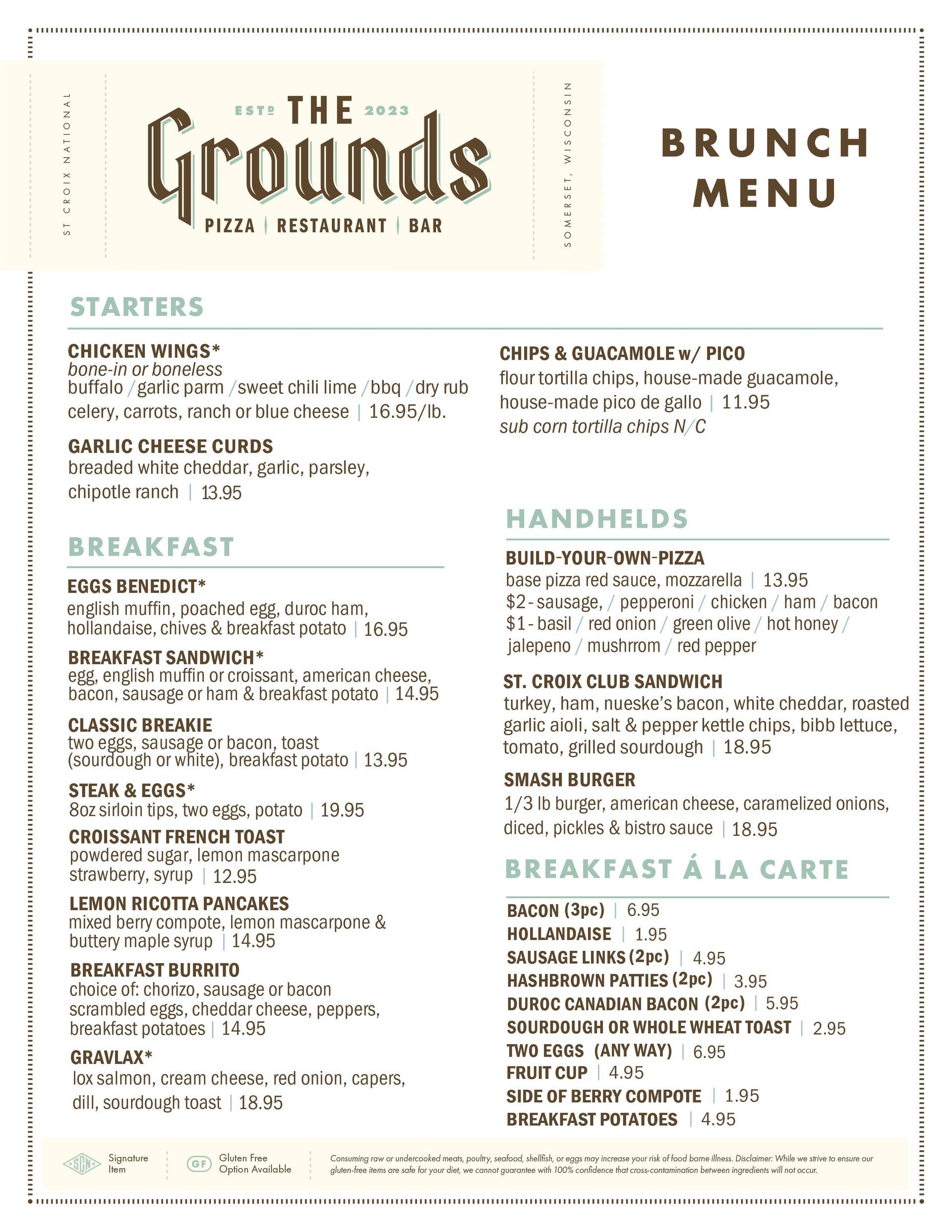 The lunch and Dinner menu.