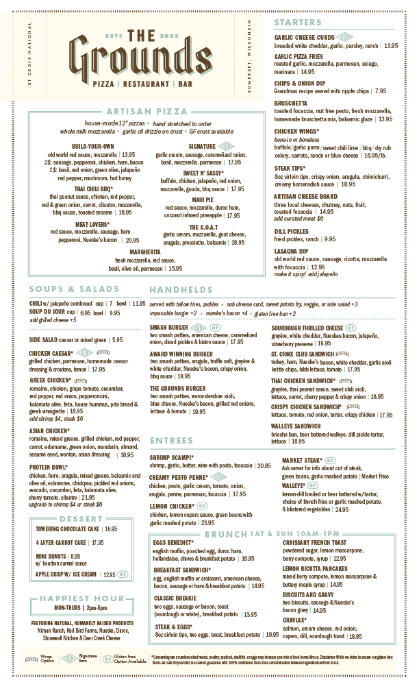 The lunch and Dinner menu.