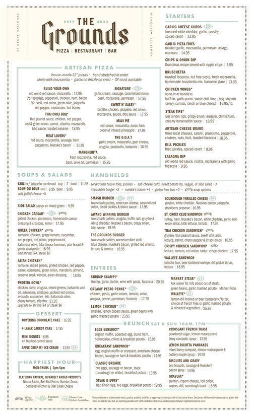The lunch and Dinner menu.