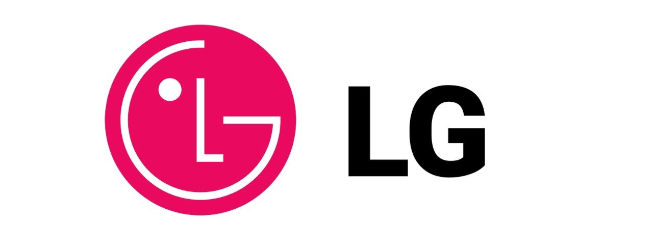 The lg logo is a pink and black circle with a white l on it.