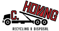 Logo of C. Hovng Recycling & Disposal: a truck with a raised red and black container, black lettering on white.