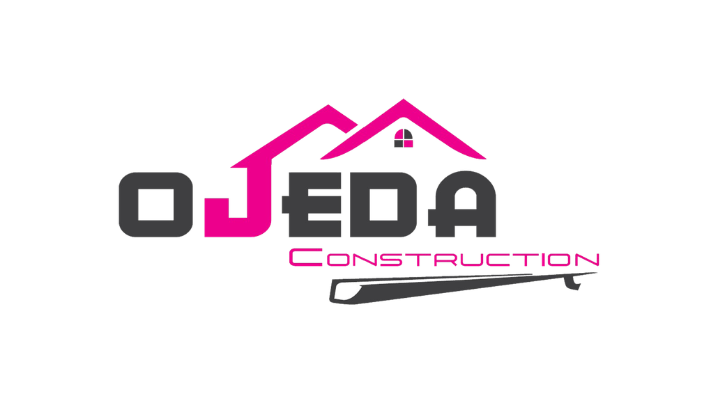 A logo for ojeda construction with a house and a saw.