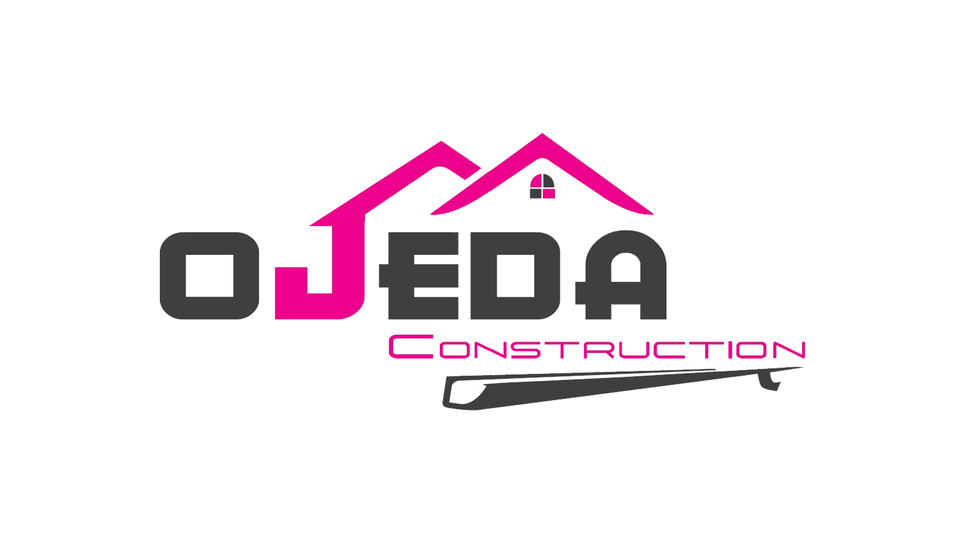 A logo for ojeda construction with a house and a saw.